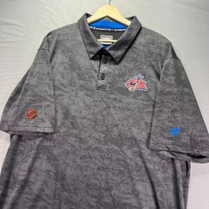 Columbus Blue Jackets Polo Mens 2XL Gray NHL Short Sleeve Active Stretch Hockey